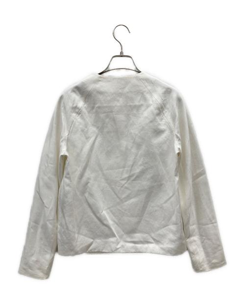 JIL SANDER（ジルサンダー）JIL SANDER (ジルサンダー) リネン混ノーカラージャケット ホワイト サイズ:34の古着・服飾アイテム
