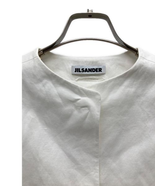 JIL SANDER（ジルサンダー）JIL SANDER (ジルサンダー) リネン混ノーカラージャケット ホワイト サイズ:34の古着・服飾アイテム