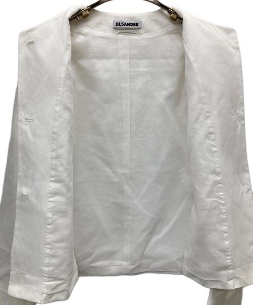 JIL SANDER（ジルサンダー）JIL SANDER (ジルサンダー) リネン混ノーカラージャケット ホワイト サイズ:34の古着・服飾アイテム