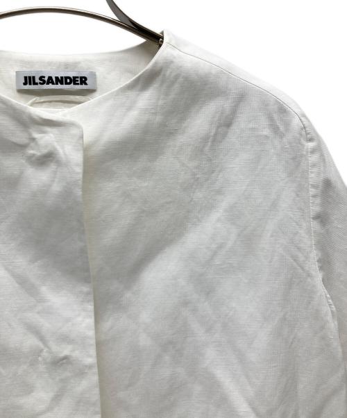 JIL SANDER（ジルサンダー）JIL SANDER (ジルサンダー) リネン混ノーカラージャケット ホワイト サイズ:34の古着・服飾アイテム