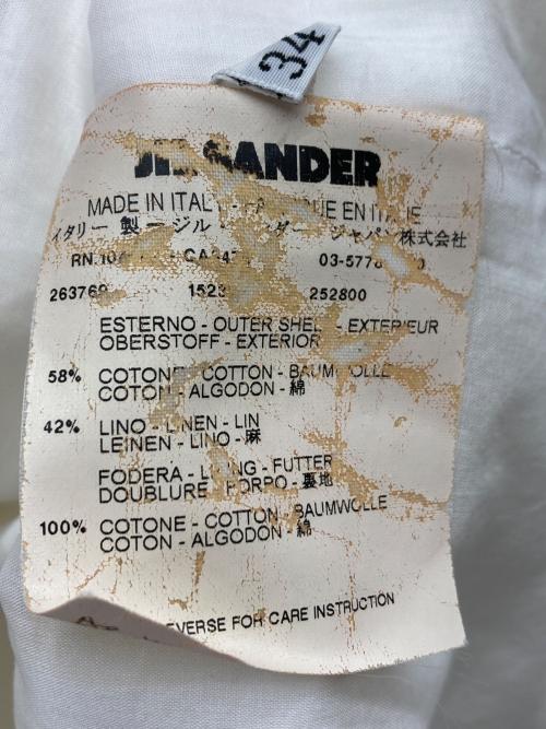 JIL SANDER（ジルサンダー）JIL SANDER (ジルサンダー) リネン混ノーカラージャケット ホワイト サイズ:34の古着・服飾アイテム