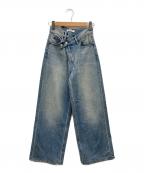 moussyマウジー）の古着「Cross Waist Wide Straight」｜ブルー