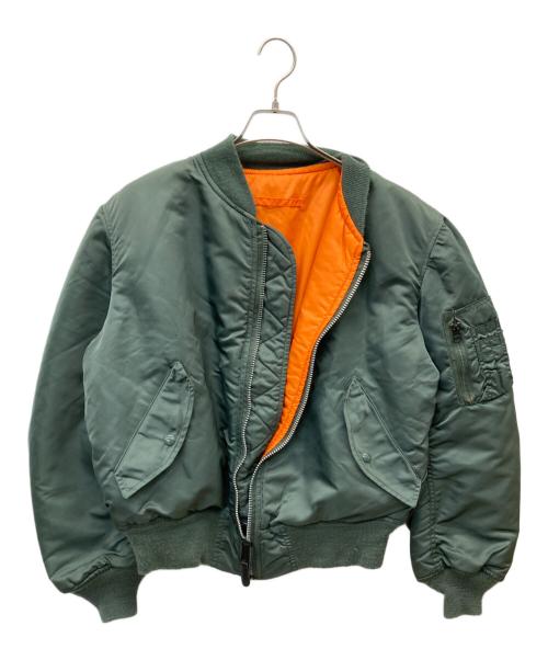 ALPHA（アルファ）ALPHA (アルファ) 90s レザーパッチ MA-1ジャケット オリーブ サイズ:Lの古着・服飾アイテム