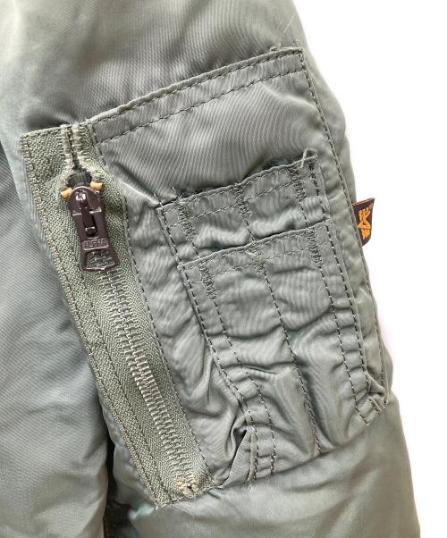 ALPHA（アルファ）ALPHA (アルファ) 90s レザーパッチ MA-1ジャケット オリーブ サイズ:Lの古着・服飾アイテム