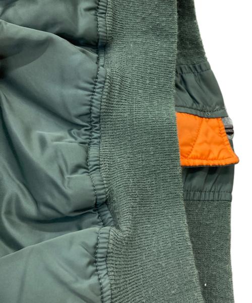 ALPHA（アルファ）ALPHA (アルファ) 90s レザーパッチ MA-1ジャケット オリーブ サイズ:Lの古着・服飾アイテム
