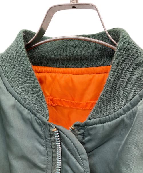ALPHA（アルファ）ALPHA (アルファ) 90s レザーパッチ MA-1ジャケット オリーブ サイズ:Lの古着・服飾アイテム