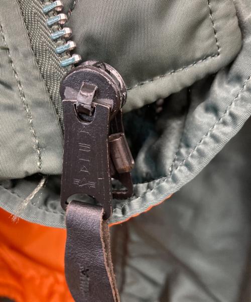 ALPHA（アルファ）ALPHA (アルファ) 90s レザーパッチ MA-1ジャケット オリーブ サイズ:Lの古着・服飾アイテム