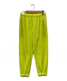 HOMME PLISSE ISSEY MIYAKE（オム プリッセ イッセイ ミヤケ）の古着「プリーツジョガーパンツ」｜黄緑