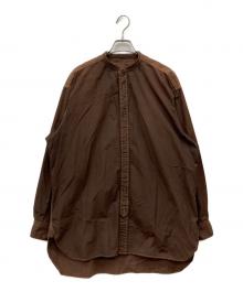 TOMORROW LAND（トゥモローランド）の古着「GARMENT DYED バンドカラーシャツ」｜ブラウン