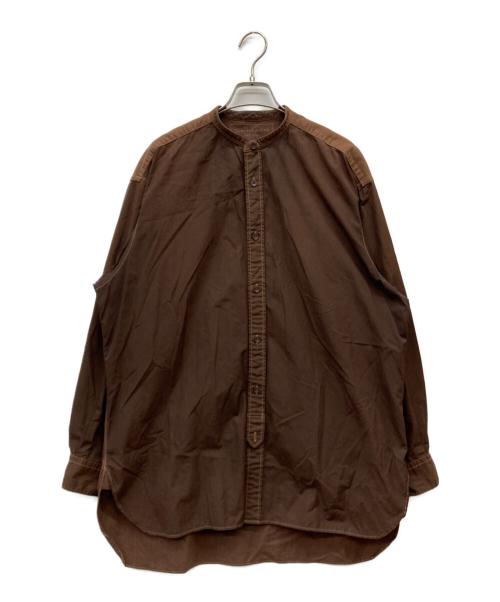 TOMORROW LAND（トゥモローランド）TOMORROW LAND (トゥモローランド) GARMENT DYED バンドカラーシャツ ブラウン サイズ:XSの古着・服飾アイテム