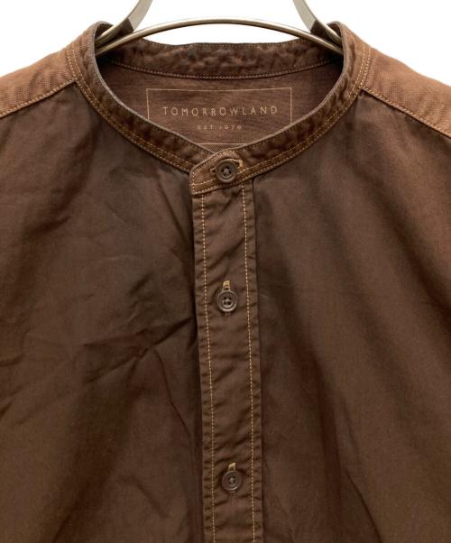 TOMORROW LAND（トゥモローランド）TOMORROW LAND (トゥモローランド) GARMENT DYED バンドカラーシャツ ブラウン サイズ:XSの古着・服飾アイテム