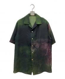 BED J.W. FORD（ベッドフォード）の古着「Open collar half sleeve IWAMOTO blouse」｜グリーン