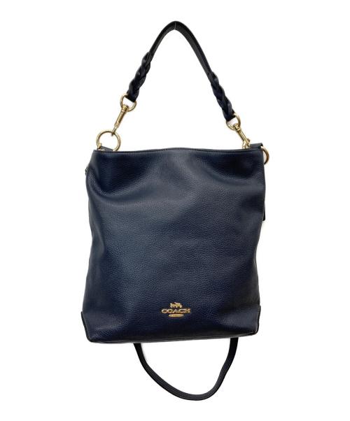 COACH（コーチ）COACH (コーチ) 2WAYレザーショルダーバッグ ネイビーの古着・服飾アイテム