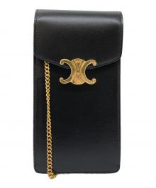 CELINE（セリーヌ）の古着「トリオンフ バーティカル モバイルポーチ」｜ブラック