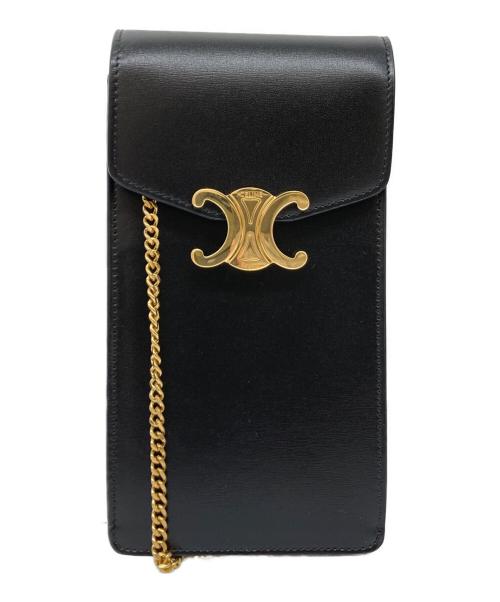 CELINE（セリーヌ）CELINE (セリーヌ) トリオンフ バーティカル モバイルポーチ ブラックの古着・服飾アイテム