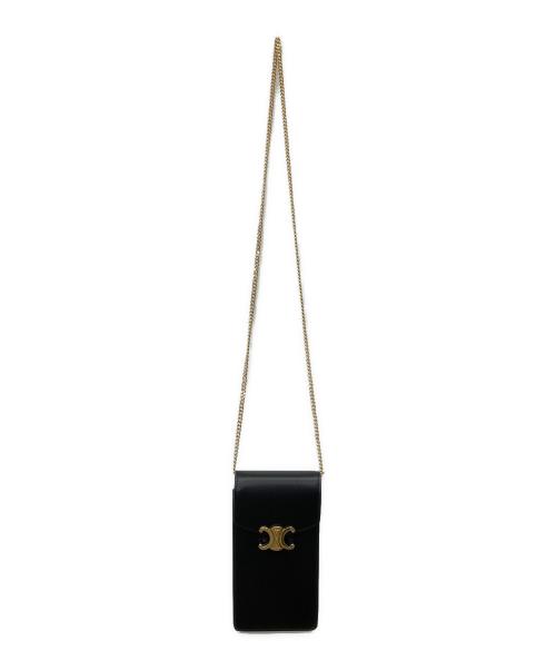 CELINE（セリーヌ）CELINE (セリーヌ) トリオンフ バーティカル モバイルポーチ ブラックの古着・服飾アイテム