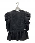 BORDERS at BALCONYボーダーズアットバルコニー）の古着「LINEN PEPLUM TOP」｜ブラック