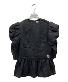 BORDERS at BALCONY（ボーダーズアットバルコニー）の古着「LINEN PEPLUM TOP」｜ブラック