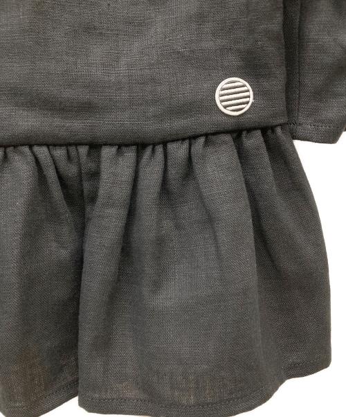 BORDERS at BALCONY（ボーダーズアットバルコニー）BORDERS at BALCONY (ボーダーズアットバルコニー) LINEN PEPLUM TOP ブラック サイズ:36の古着・服飾アイテム