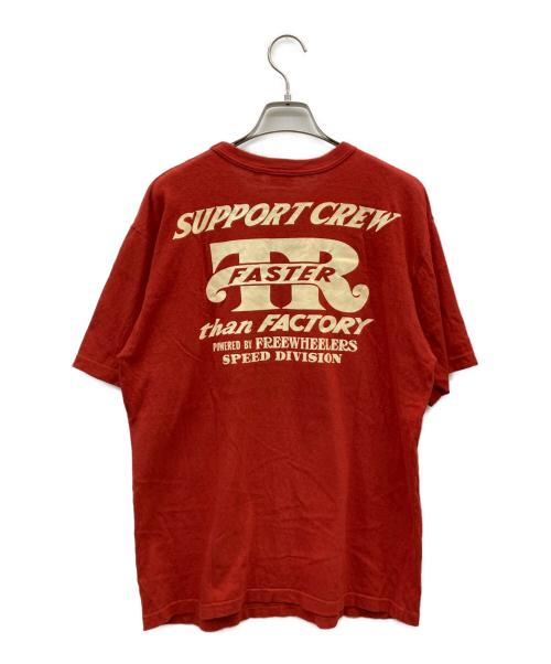 freewheelers（フリーホイーラーズ）freewheelers (フリーホイーラーズ) Throttle Racing SUPPORT CREW Tee レッド サイズ:42の古着・服飾アイテム
