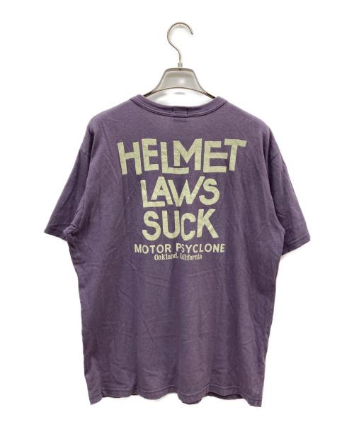 freewheelers（フリーホイーラーズ）FREEWHEELERS (フリーホイーラーズ) ”HELMET LAWS SUCK” Tee パープル サイズ:42の古着・服飾アイテム