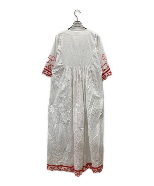 GANNI（ガニー）Ganni (ガニー) レースワンピース ホワイト×レッド サイズ:34の古着・服飾アイテム