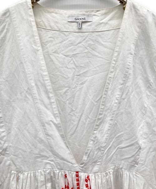 GANNI（ガニー）Ganni (ガニー) レースワンピース ホワイト×レッド サイズ:34の古着・服飾アイテム