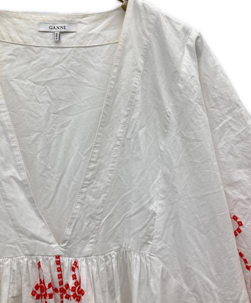 GANNI（ガニー）Ganni (ガニー) レースワンピース ホワイト×レッド サイズ:34の古着・服飾アイテム
