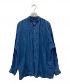 ISSEY MIYAKE MENイッセイミヤケメン）の古着「80'S 藍染めリネン混バンドカラーシャツ」｜ブルー