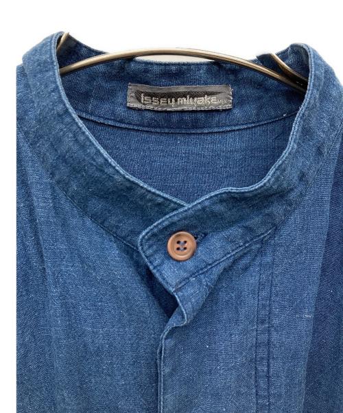 ISSEY MIYAKE MEN（イッセイミヤケメン）ISSEY MIYAKE MEN (イッセイミヤケメン) 80'S 藍染めリネン混バンドカラーシャツ ブルー サイズ:Mの古着・服飾アイテム