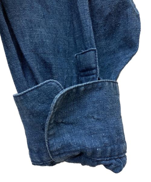 ISSEY MIYAKE MEN（イッセイミヤケメン）ISSEY MIYAKE MEN (イッセイミヤケメン) 80'S 藍染めリネン混バンドカラーシャツ ブルー サイズ:Mの古着・服飾アイテム