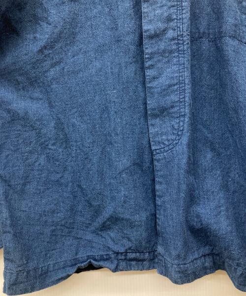 ISSEY MIYAKE MEN（イッセイミヤケメン）ISSEY MIYAKE MEN (イッセイミヤケメン) 80'S 藍染めリネン混バンドカラーシャツ ブルー サイズ:Mの古着・服飾アイテム