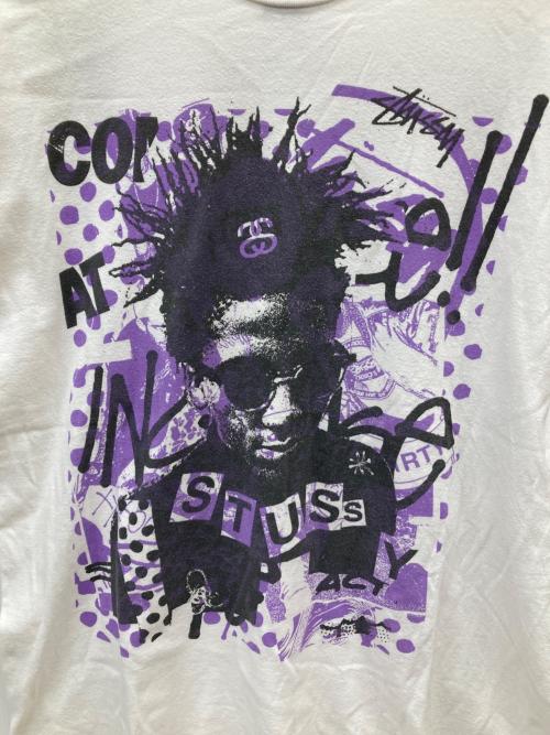 stussy（ステューシー）stussy (ステューシー) 00s フォトグラフィックTシャツ ホワイト×パープル サイズ:Lの古着・服飾アイテム
