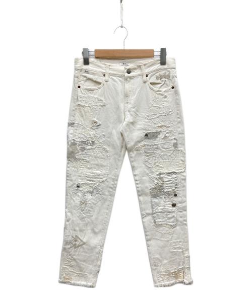 POLO RALPH LAUREN（ポロ・ラルフローレン）POLO RALPH LAUREN (ポロ・ラルフローレン) USED加工デニムパンツ アイボリー サイズ:SIZE 25の古着・服飾アイテム