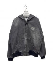 9090（9090）の古着「King Logo Vintage Denim Hoodie」｜ブラック