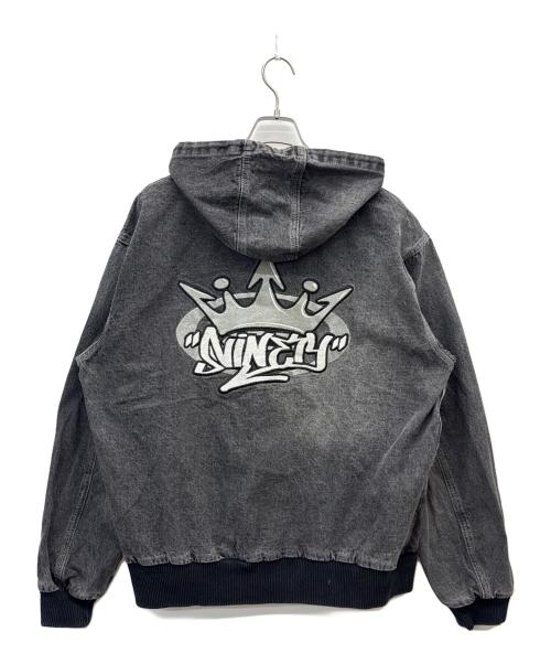 9090（9090）9090 (9090) King Logo Vintage Denim Hoodie ブラック サイズ:XLの古着・服飾アイテム