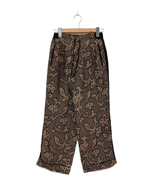 TODAYFUL（トゥデイフル）TODAYFUL (トゥデイフル) Jacquard Leaf Roughpants ブラック×ブラウン サイズ:38の古着・服飾アイテム