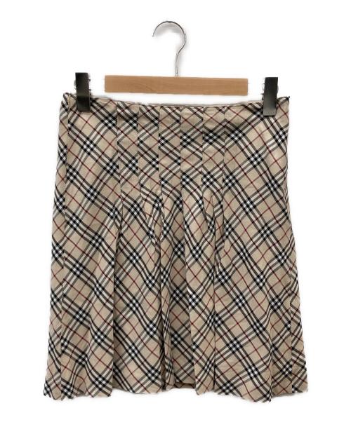 BURBERRY BLUE LABEL（バーバリー ブルー レーベル）BURBERRY BLUE LABEL (バーバリー ブルー レーベル) ノバチェックタックミニスカート ベージュ サイズ:36の古着・服飾アイテム