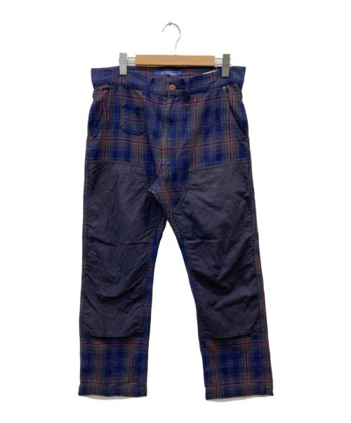 COMME des GARCONS JUNYA WATANABE MAN（コム デ ギャルソン ジュンヤ ワタナベ マン）COMME des GARCONS JUNYA WATANABE MAN (コム デ ギャルソン ジュンヤ ワタナベ マン) 11AW チェック ダブルニーワイドパンツ ネイビー サイズ:Mの古着・服飾アイテム