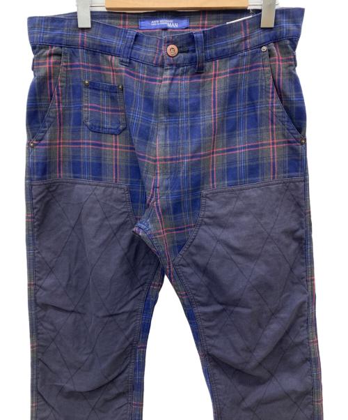 COMME des GARCONS JUNYA WATANABE MAN（コム デ ギャルソン ジュンヤ ワタナベ マン）COMME des GARCONS JUNYA WATANABE MAN (コム デ ギャルソン ジュンヤ ワタナベ マン) 11AW チェック ダブルニーワイドパンツ ネイビー サイズ:Mの古着・服飾アイテム