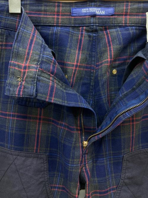 COMME des GARCONS JUNYA WATANABE MAN（コム デ ギャルソン ジュンヤ ワタナベ マン）COMME des GARCONS JUNYA WATANABE MAN (コム デ ギャルソン ジュンヤ ワタナベ マン) 11AW チェック ダブルニーワイドパンツ ネイビー サイズ:Mの古着・服飾アイテム