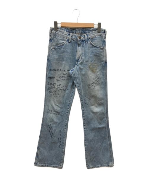 Wrangler（ラングラー）Wrangler (ラングラー) N.HOOLYWOOD (エヌ ハリウッド) graffiti/paint flare denim pants スカイブルー サイズ:Mの古着・服飾アイテム