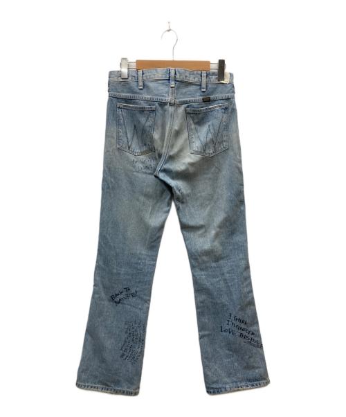 Wrangler（ラングラー）Wrangler (ラングラー) N.HOOLYWOOD (エヌ ハリウッド) graffiti/paint flare denim pants スカイブルー サイズ:Mの古着・服飾アイテム