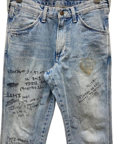 Wrangler（ラングラー）Wrangler (ラングラー) N.HOOLYWOOD (エヌ ハリウッド) graffiti/paint flare denim pants スカイブルー サイズ:Mの古着・服飾アイテム