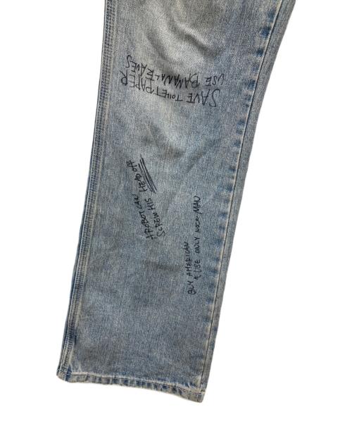 Wrangler（ラングラー）Wrangler (ラングラー) N.HOOLYWOOD (エヌ ハリウッド) graffiti/paint flare denim pants スカイブルー サイズ:Mの古着・服飾アイテム