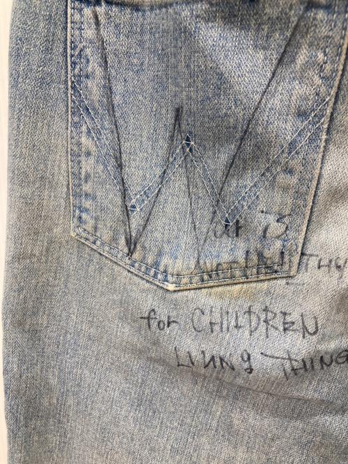 Wrangler（ラングラー）Wrangler (ラングラー) N.HOOLYWOOD (エヌ ハリウッド) graffiti/paint flare denim pants スカイブルー サイズ:Mの古着・服飾アイテム