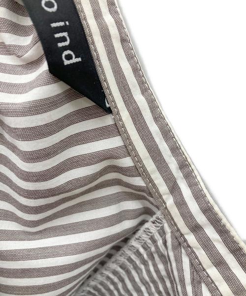 mizuiro-ind（ミズイロインド）mizuiro-ind (ミズイロインド) ギャザーストライプシャツ ホワイト×グレー サイズ:FREEの古着・服飾アイテム