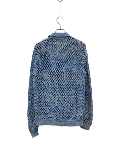 FUTURE ARCHIVE（フューチャー アーカイブ）FUTURE ARCHIVE (フューチャー アーカイブ) GRADATION CLOCHET KNIT SHIRT スカイブルー サイズ:Mの古着・服飾アイテム
