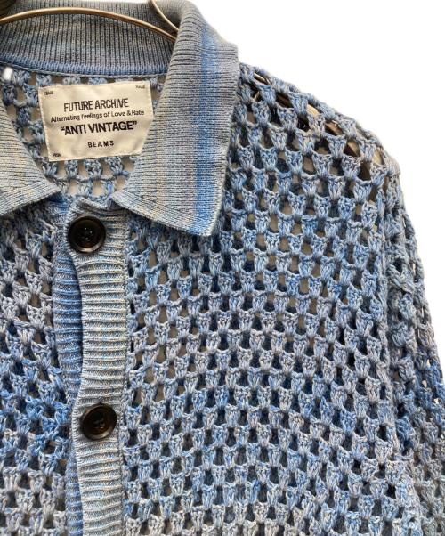 FUTURE ARCHIVE（フューチャー アーカイブ）FUTURE ARCHIVE (フューチャー アーカイブ) GRADATION CLOCHET KNIT SHIRT スカイブルー サイズ:Mの古着・服飾アイテム