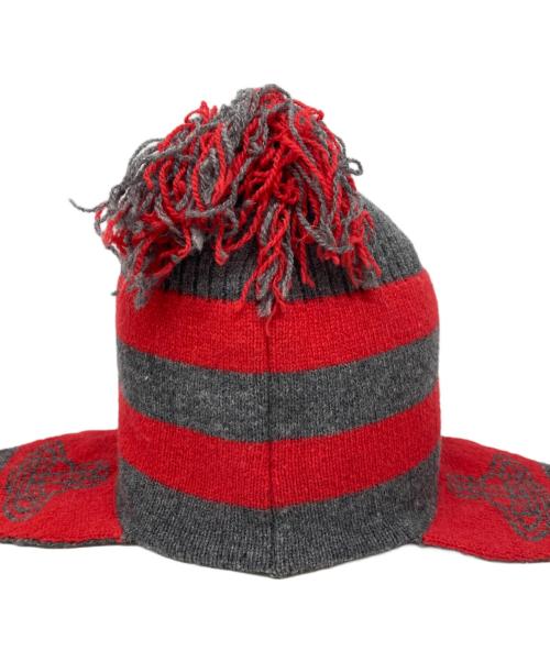 Vivienne Westwood（ヴィヴィアンウエストウッド）Vivienne Westwood (ヴィヴィアンウエストウッド) オーブニットキャップ レッド×グレーの古着・服飾アイテム
